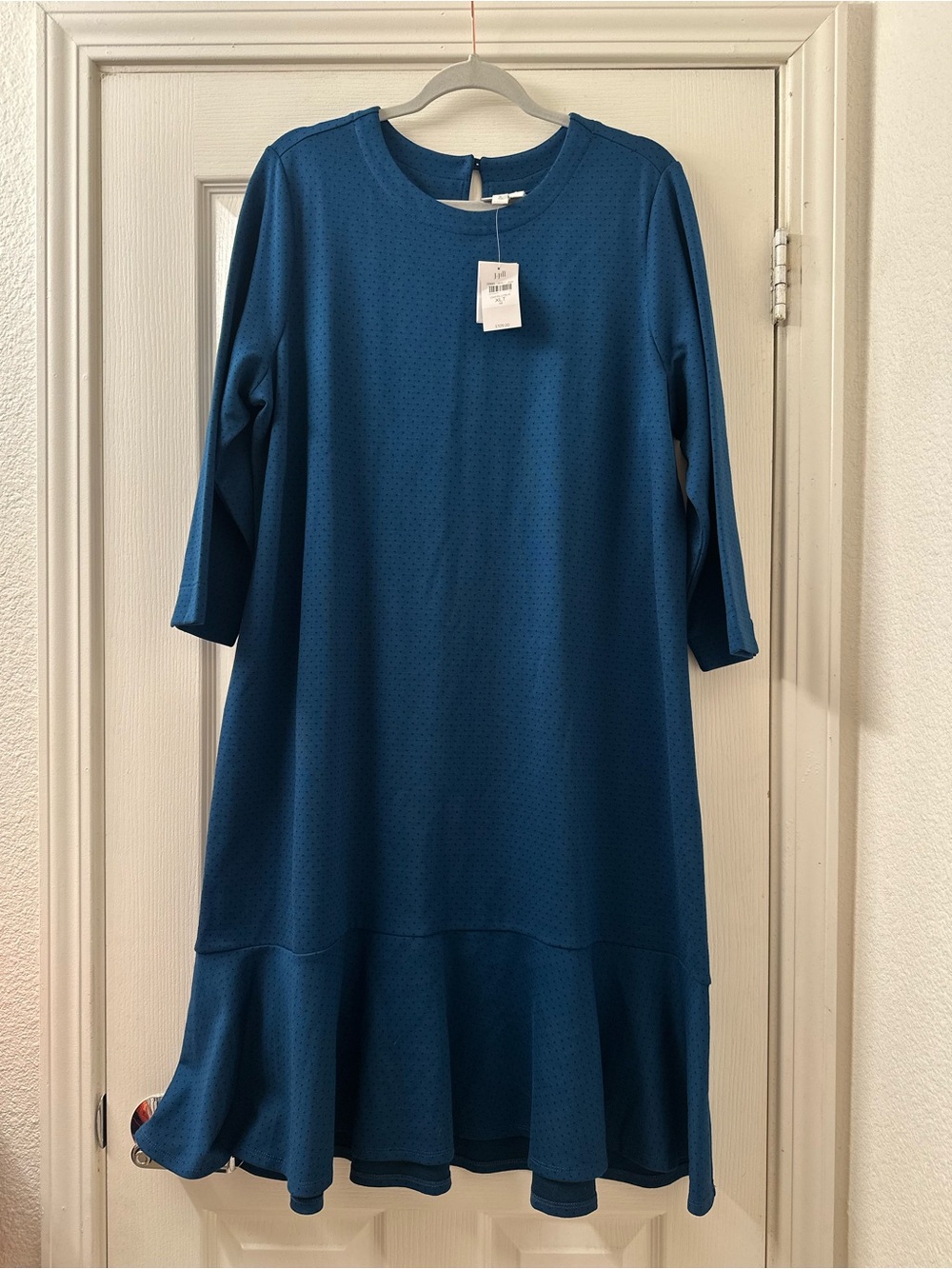 J. Jill Teal Blue Midi Dress with Ruffle Hem